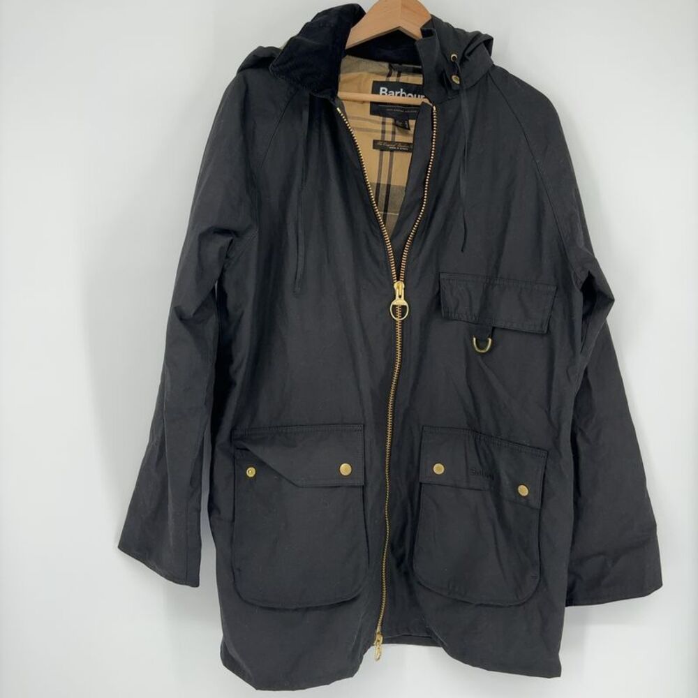 Barbour NEW, Barbour Highclere wax Hooded jacket in Black Size US 8 #WAX304